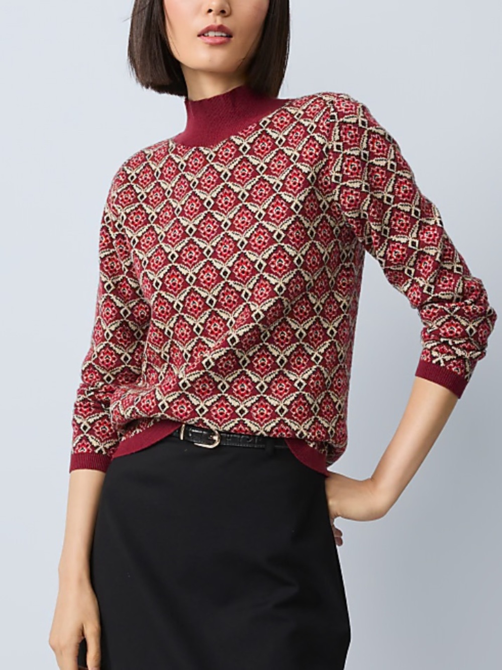 Ann Taylor Essential Jacquard Turtleneck Sweater XS